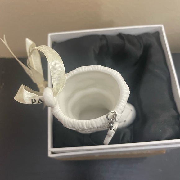 Pandora Christmas Porcelain 2012 Christmas Tree Ornament White Silver Stocking - Picture 6 of 7